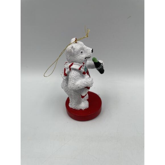 Vintage ‘97 Always Coca-Cola Polar Bear Christmas Ornament Red Pedestal Resin - Picture 5 of 7